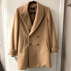 NEW Jones New York Cognac/Tan Wool Blend Double Breasted Coat Women’s Size S